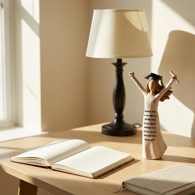 White Resin Graduation Girl Statue