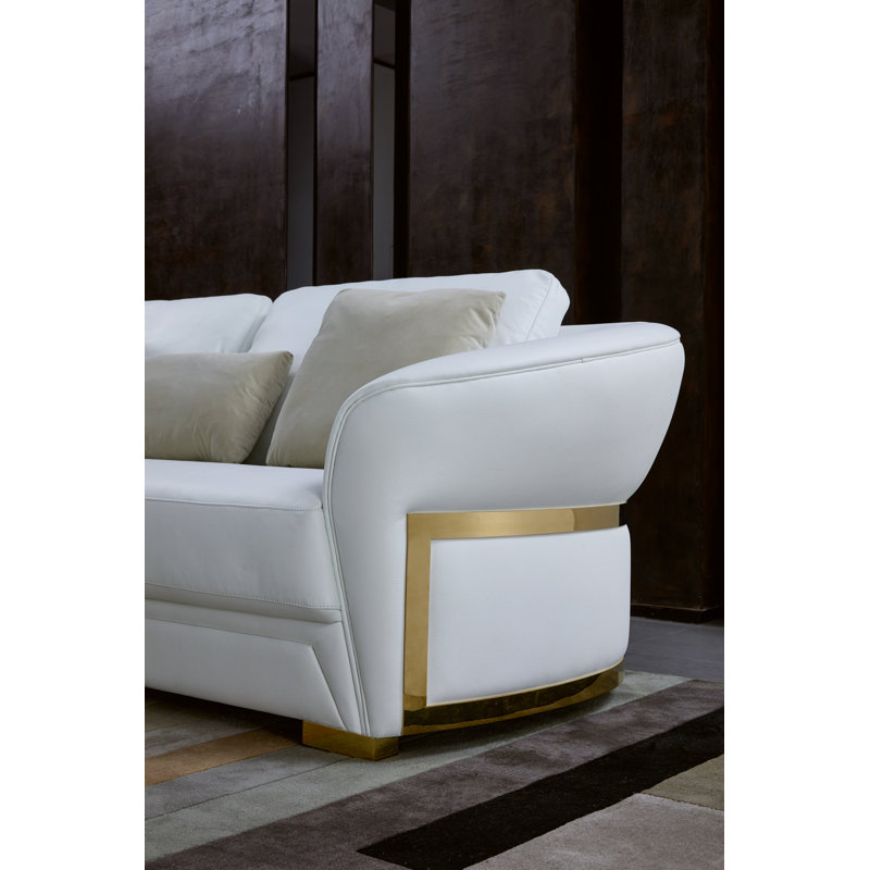 Sofa, White Genuine Leather