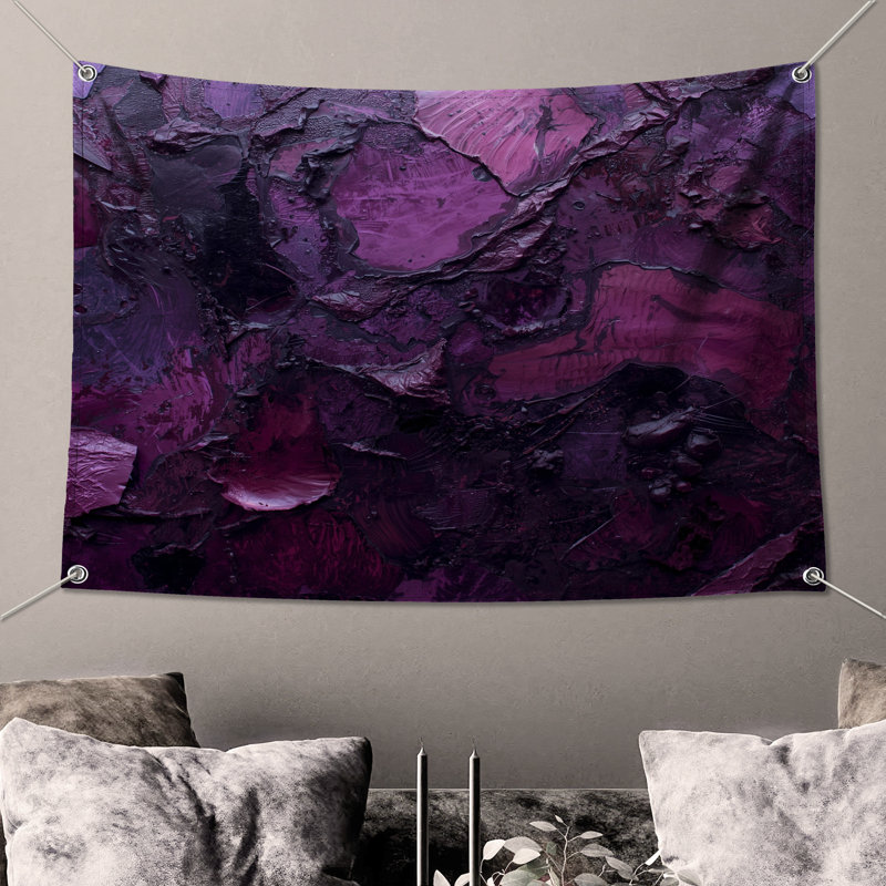 Tapisserie murale texturée mauve texturée, H 104 po x 88 avec 4 œillets