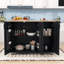 Farmhouse Rolling Wooden Kitchen Cart with Expandable Drop-Leaf and Internal Storage-937644301