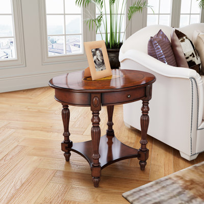 LUMERA Collection 24" Tall Oval Wood End Table with Storage