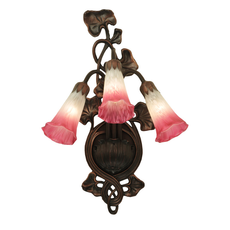 Meyda Tiffany & Stained Glass 3 - Light Armed Sconce, Pink/White