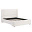 Élégant lit tapissier en tissu blanc avec tête de lit haute alliant simplicité moderne et confort luxueux, grand lit-121090098