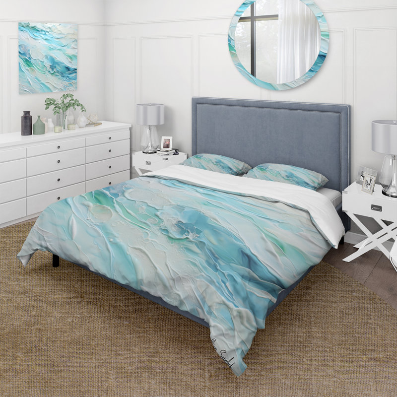 Ocean Charm liquide Art - ensemble de housse de couette côtier - microfibre de polyester