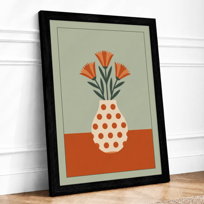 Polka Dot Vase Mid-Century - Framed Print