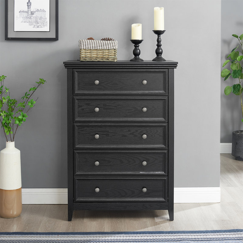 Commode 5 tiroirs Modern, Noir