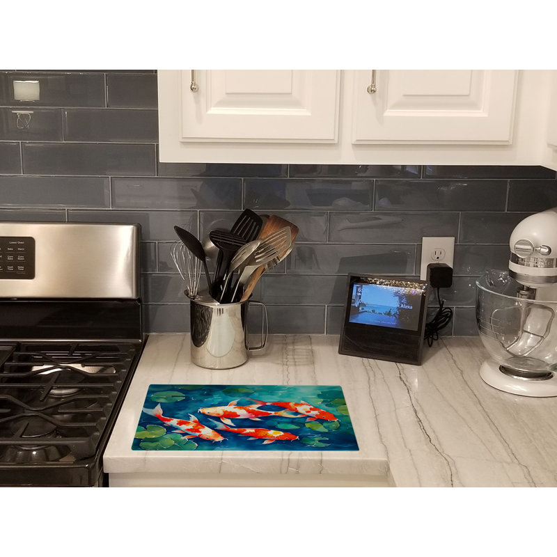 Koi Fish Glass Cutting Board Large