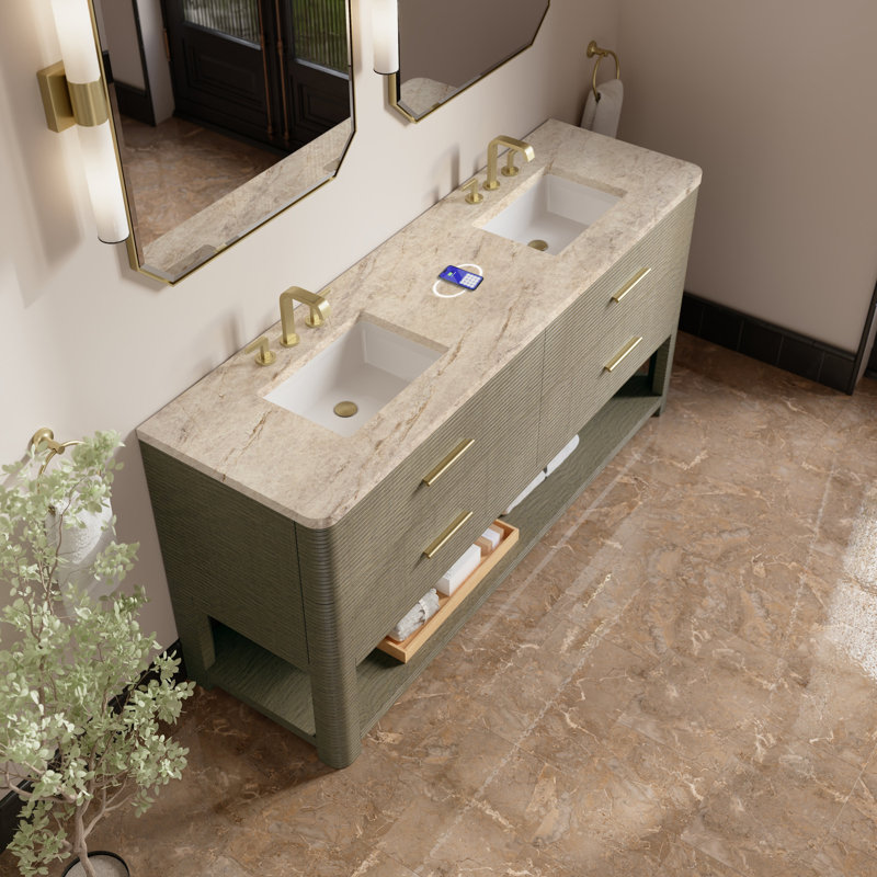 Lucian 72'' W Double Vanity, Tajnar Eclos, Pebble Oak