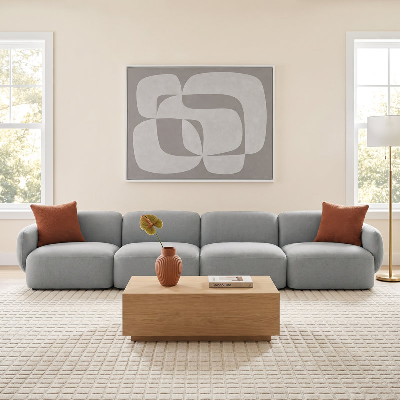 Isles Upholstered 150'' Sofa, Mellow Gray Chenille