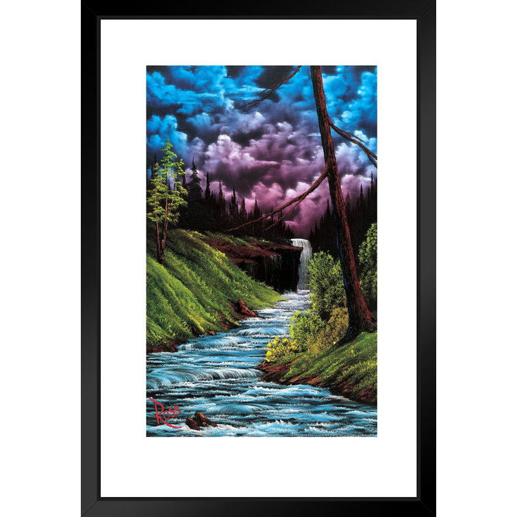 Loon Peak® Bob Ross Black Waterfall Framed On Paper Print | Wayfair