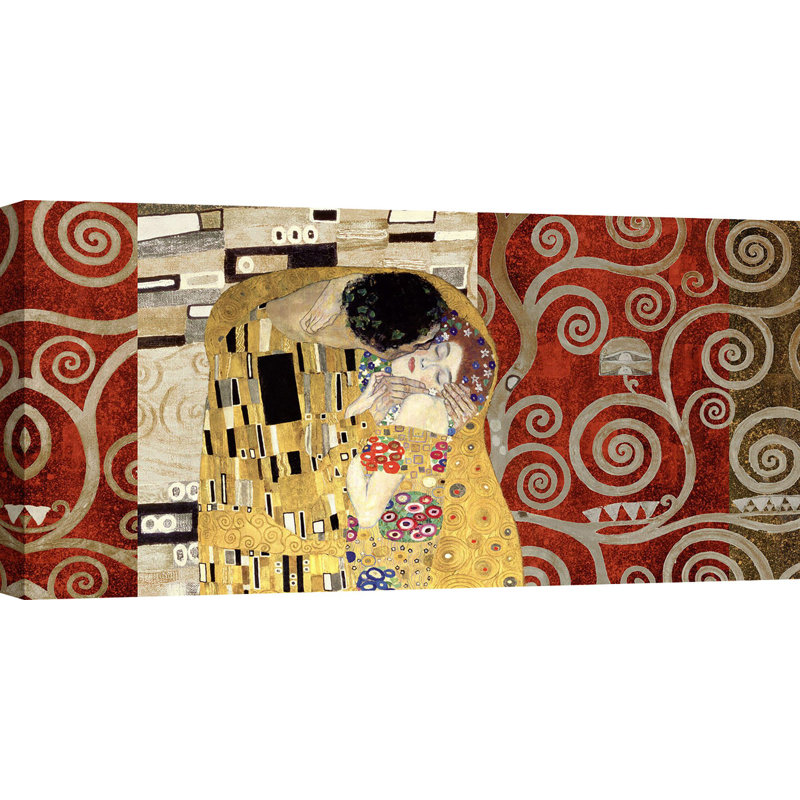 The Kiss by Gustav Klimt - Wrapped Canvas Painting, 50cm H x 100cm W x 4cm D
