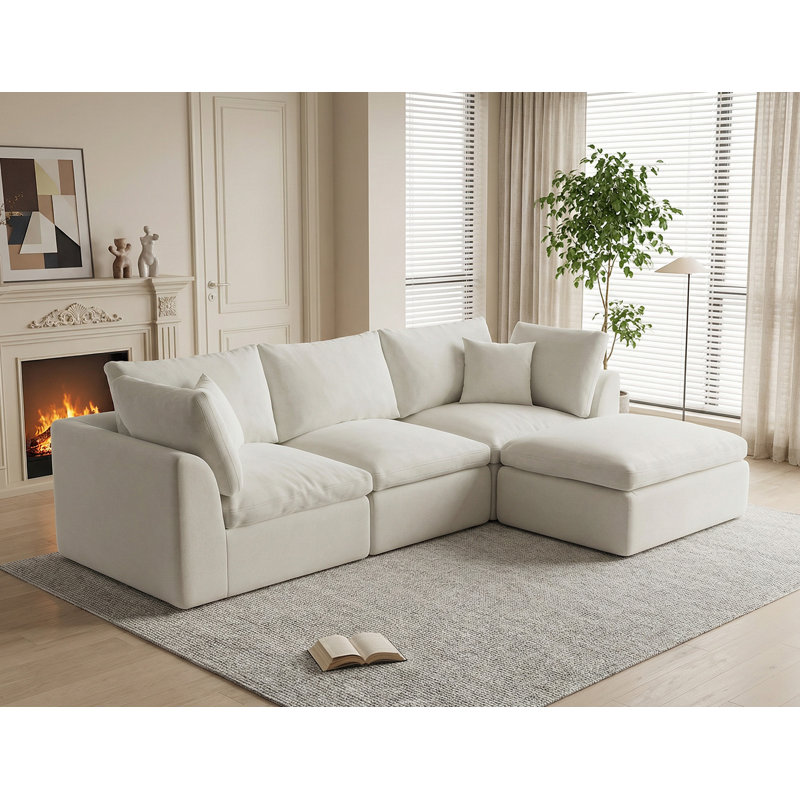 Canapé modulaire en forme de L de Boneless, Beige