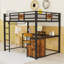 Lit mezzanine avec bureau et tiroirs de rangement