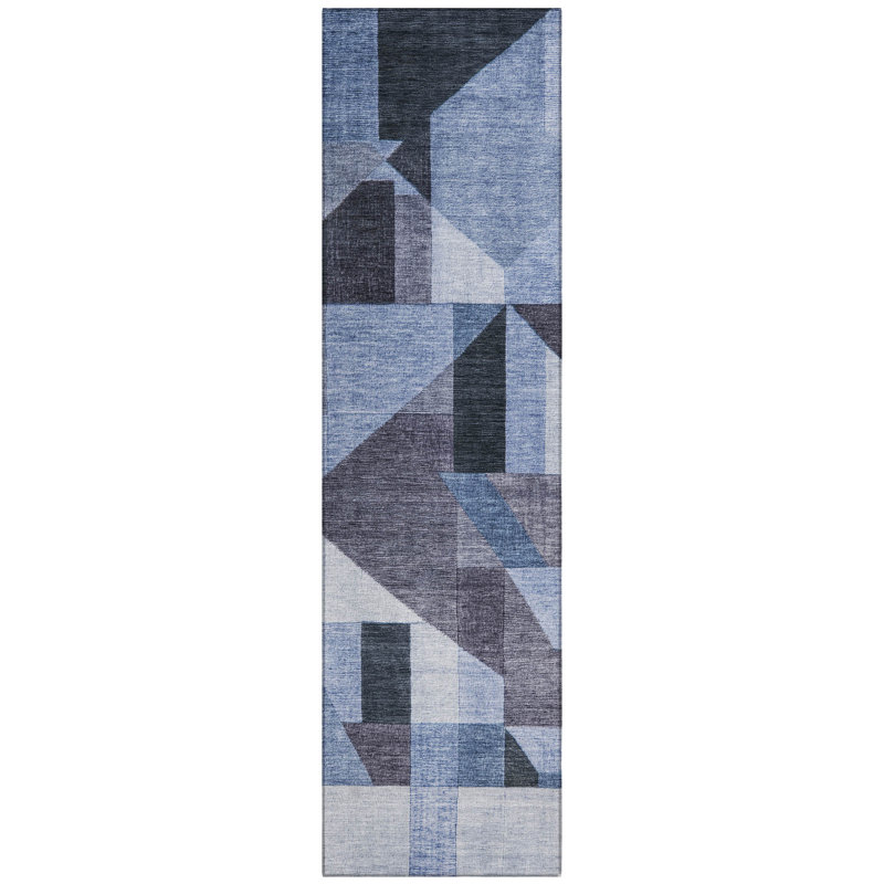 Machine Washable Indoor/Outdoor Wagenen ACN2365 Geometric Rug, Runner 2'3" x 7'6"
