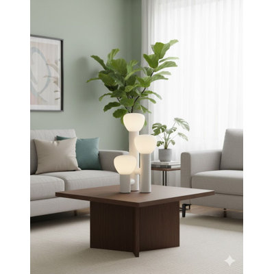 3-Light 17.7" Height White Table Lamp With White Opal Glass Shades