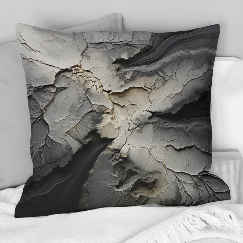 Shattered Grey Stone Geode Minimalism - Stone Geode Printed Throw Pillow