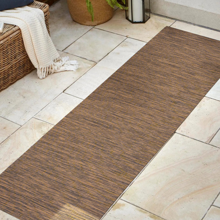 Alianna Modern Flatweave Solid Brown Indoor/Outdoor Rug