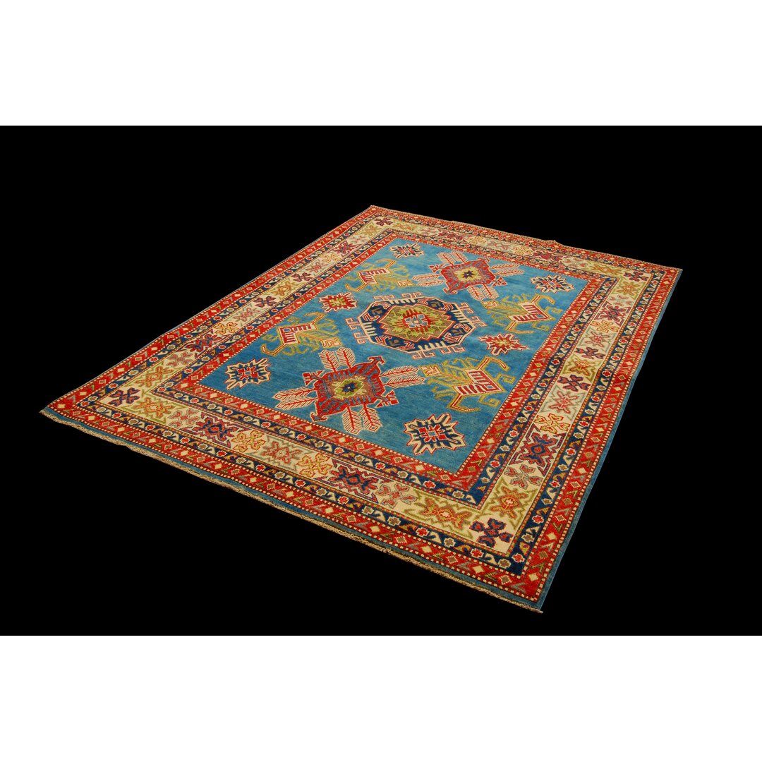 Teppich Aramis aus Wolle und Baumwolle in Beige/Rot/Blau