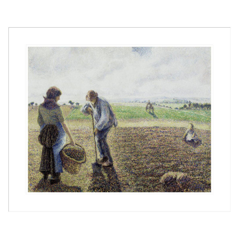 «Peasants in the Fields Eragny» par Camille Pissarro, impression giclée encadrée, H 23,5 po x l 27,9 po