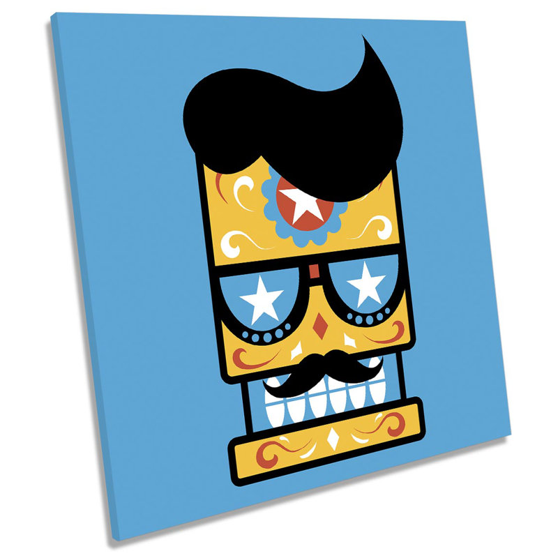 X8762 Hipster Character Mustache - Wrapped Canvas Print, 76.2cm H x 76.2cm W x 4cm D