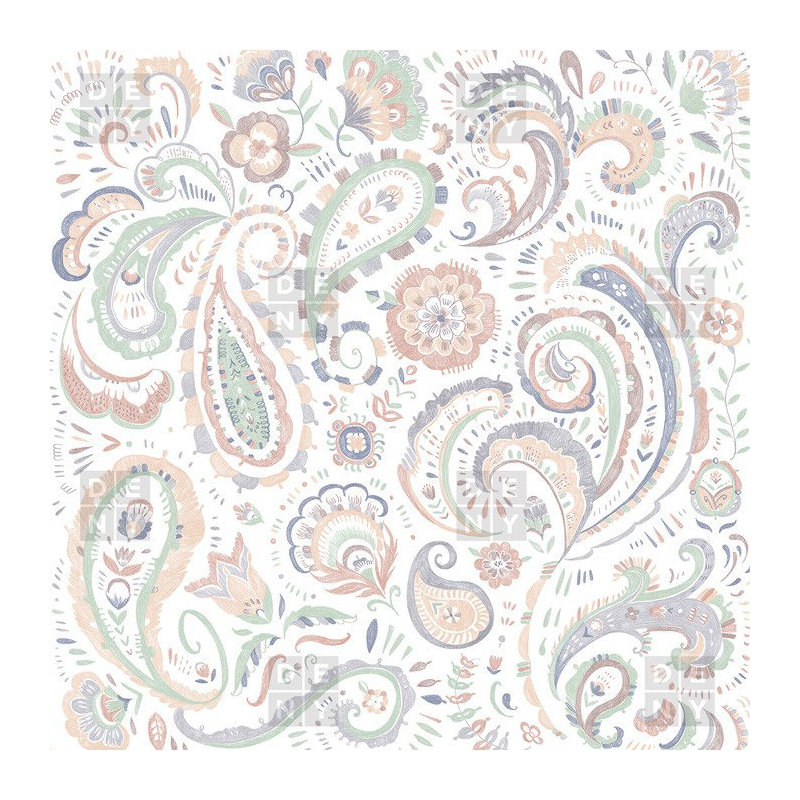 Couverture motif cachemire pâle, L 60 po x l 50 po