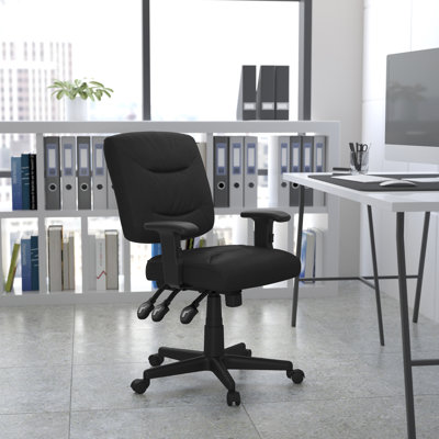  Chaise de bureau ergonomique multifonctionnelle pivotante à dossier moyen LeatherSoft