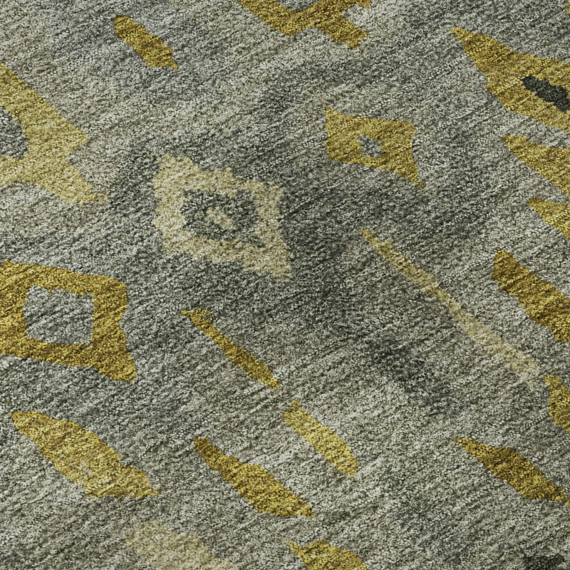 Premium Machine Washable Mayfield AMF2303 Casual Rug, 1'8" x 2'6", Pewter
