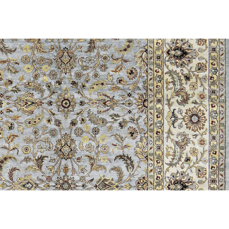Tapis d'intérieur en laine bleu clair / crème one-of-a-kind
