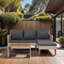 3 Piece Patio Sectional Wicker Rattan Outdoor Furniture Sofa Set  Wicker + Dark Grey Cushion