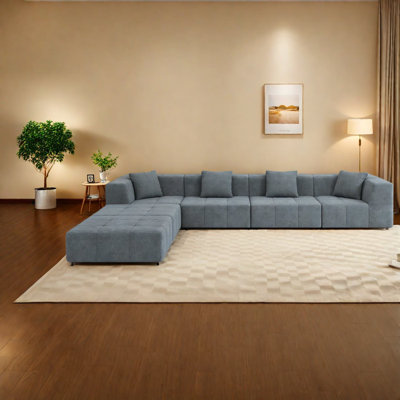 Canapés modulaires confortables, canapé en flanelle gris pour la maison