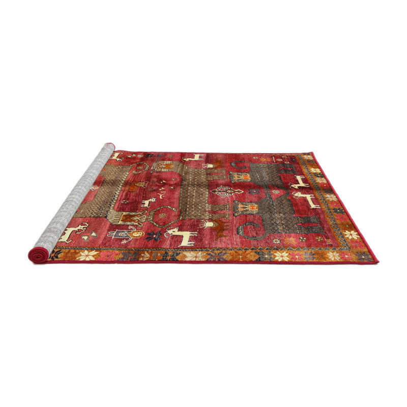 Tapis oriental multicolore tissé à la machine Oriental, Rond 8 pi