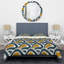 Ikat vert et doré - ensemble de housse de couette abstrait - microfibre de polyester-607223335