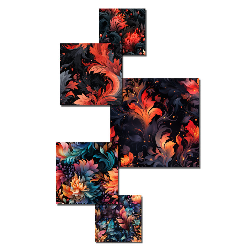 Creger - ensemble d'art mural floral de 5