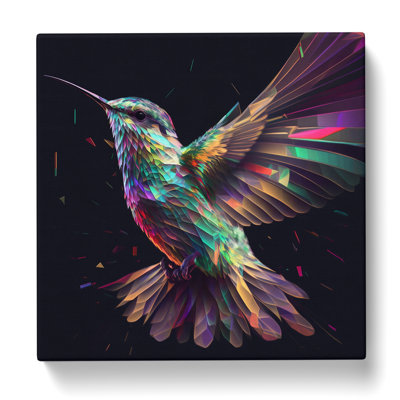 Hummingbird Glitch Art - Wrapped Canvas - Framed Print