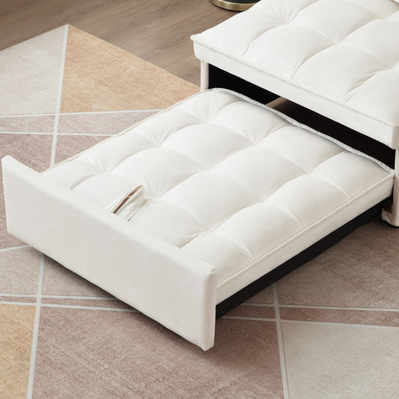 Convertible Sleeper Chair Bed, White Velvet