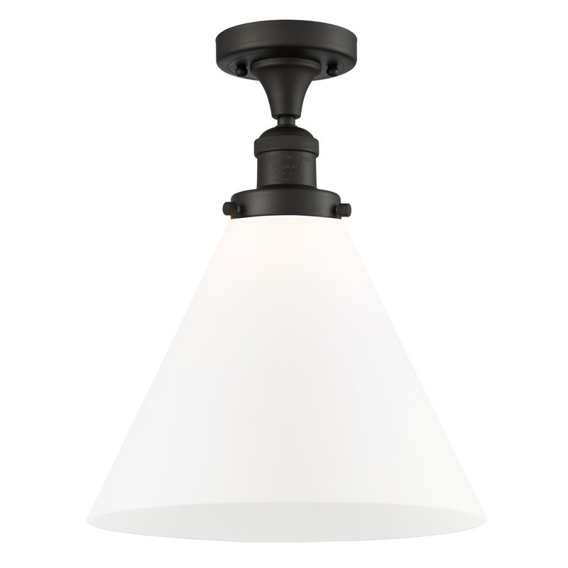 Plafonnier semi-encastré 1 lumière 12 po Chris, Boîtier blanc mat, Ampoule non incluse, Bronze huilé