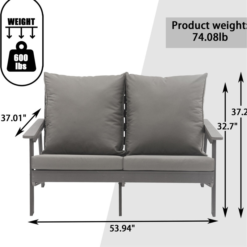 Outdoor Patio 2 - Seater With And Soft Fabric, Weather , Deep Reclining Seat, Wide Rust