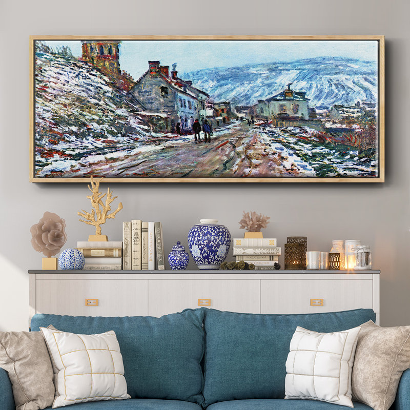Road to Vetheuil in Winter - Toile encadrée, H 20 po x l 50 po