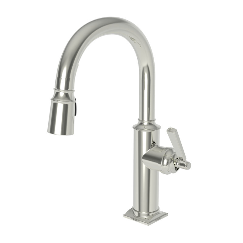 Adams Single Handle Pull Down Bar Faucet, Polished Nickel