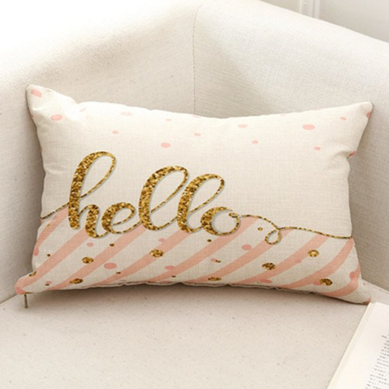 (Covers With Inserts) Set of 2 Linen Rectangular Lumbar Throw Pillows