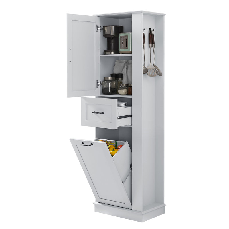 67.8"H Slim Freestanding Bathroom Storage Cabinet with Adjustable Shelf - Available in White\Grey\Black, Gray