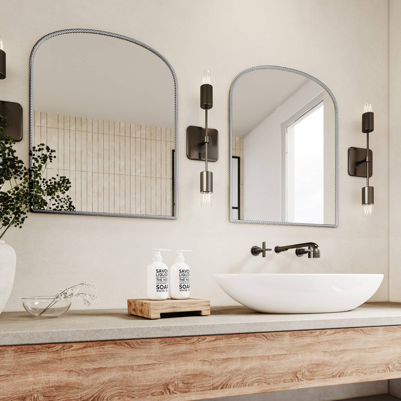 Miroir de salle de bain mural, 40 po x 34 po, Argent
