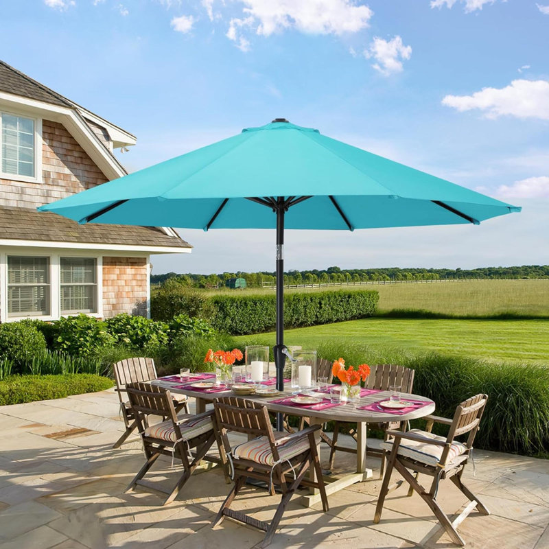 Parasol de marché avec manivelle Lorola, Turquoise