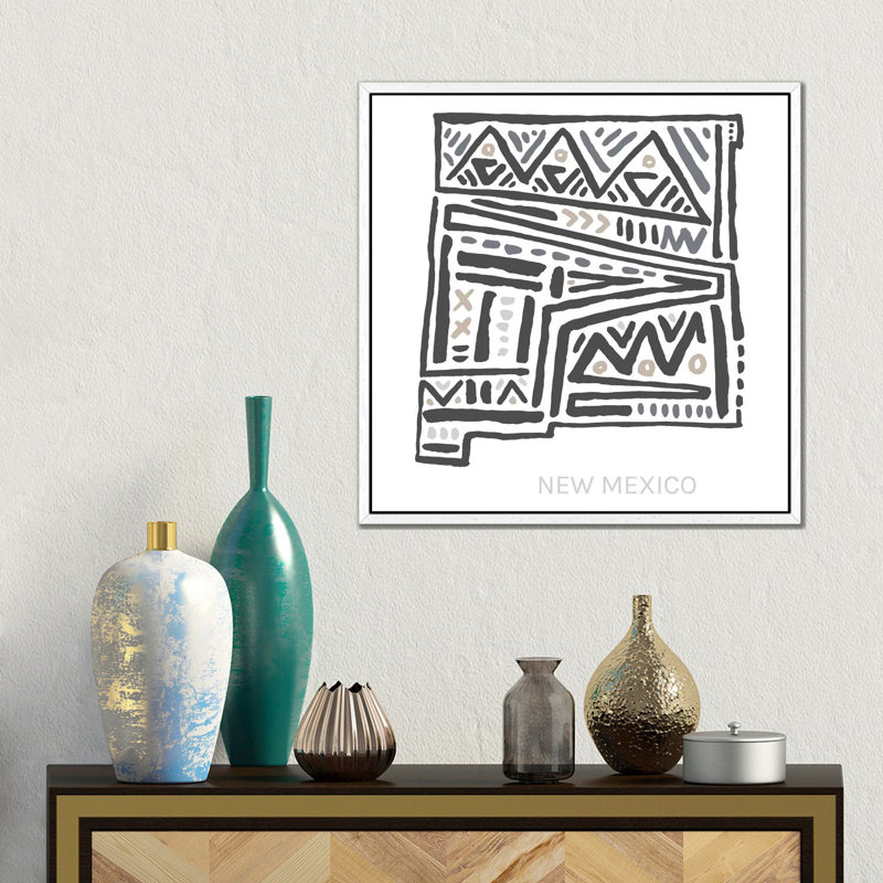 New Mexico 1 Piece Wall Art on Canvas, 45.72 cm H x 45.72 cm W, White Framed