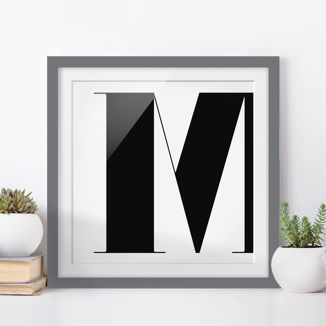 Gerahmter Kunstdruck Roman Type Letter M