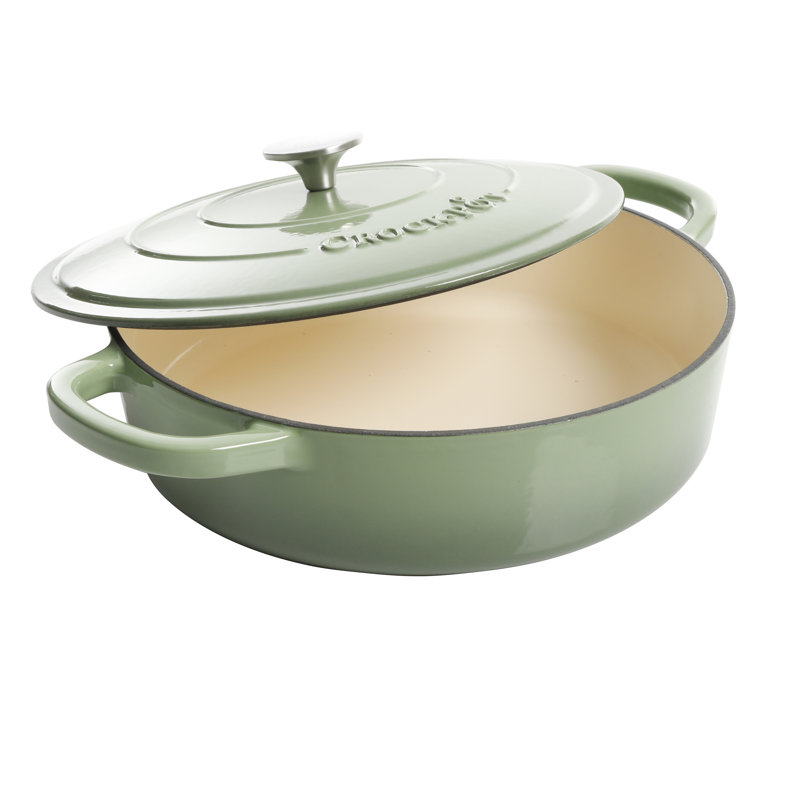 Mijoteuse 5 pte Braisière ronde en fonte avec couvercle, Vert pistache