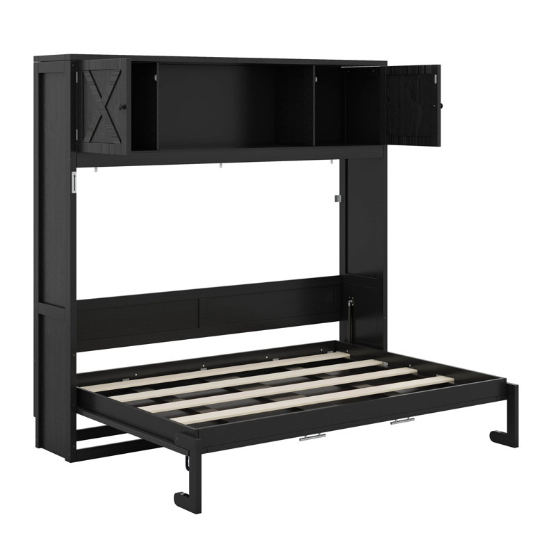 Lit escamotable double avec armoires de rangement