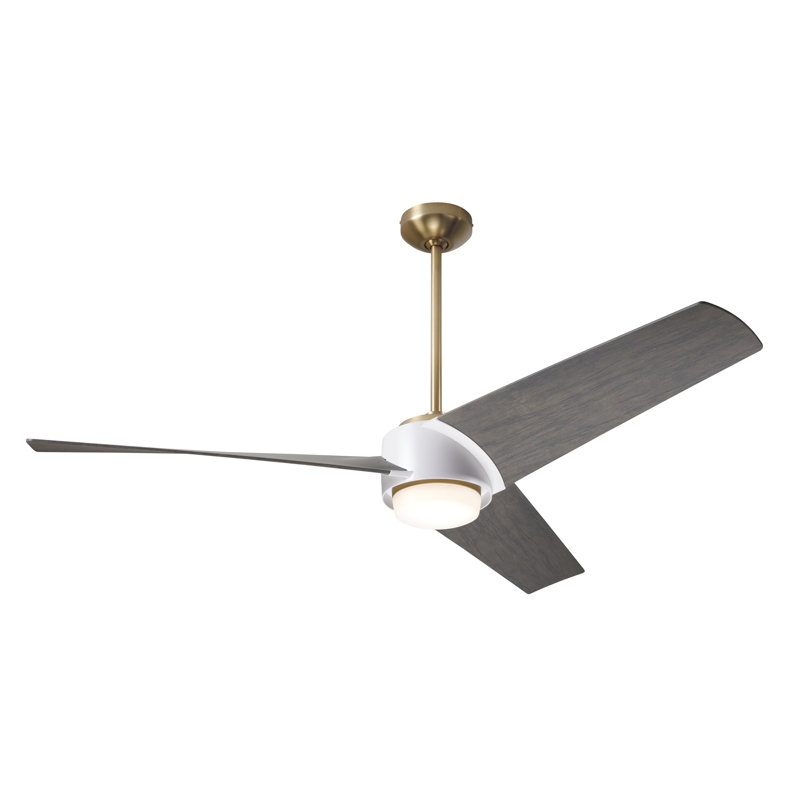 Ambit 56'' Ceiling Fan with LED Lights, Graywash, Satin Brass/Matte White, Wall Control