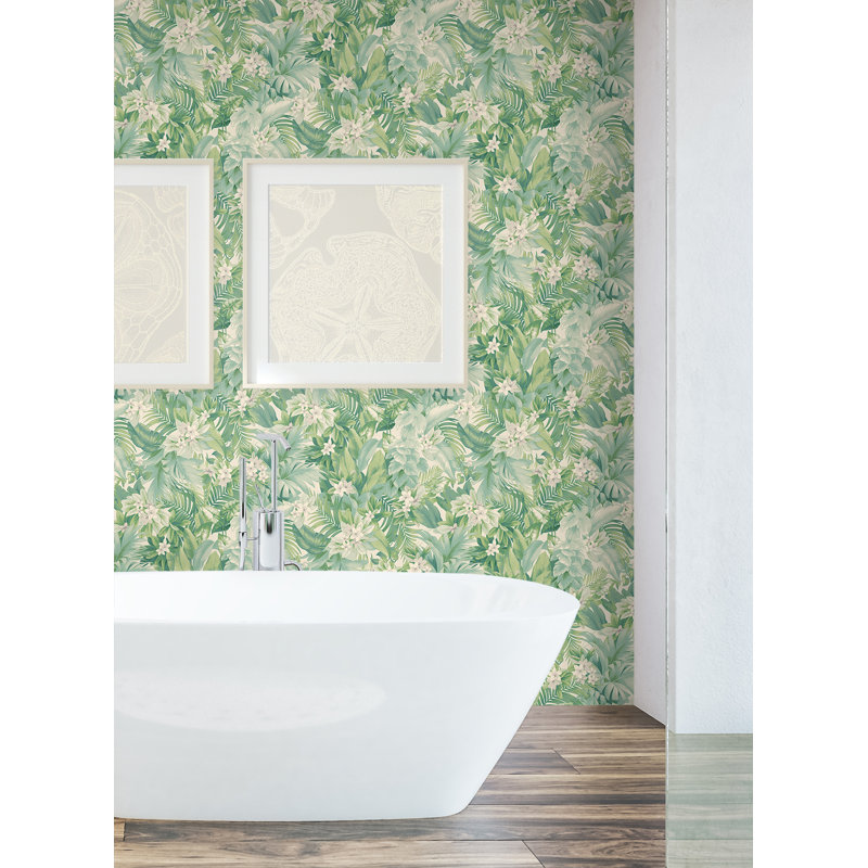 Tommy Bahama Umbrella Palm 18' L x 20.5" W Peel and Stick Wallpaper Roll, Green