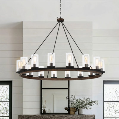 Pivot 16-Light Dimmable Wagon Wheel Chandelier 
